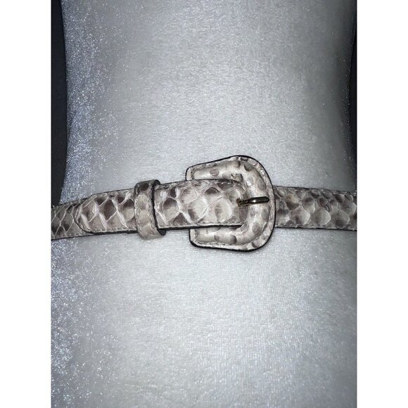 BERGDORF GOODMAN Phyton Snakeskin Covered Buckle Slim Belt - Picture 1 of 10